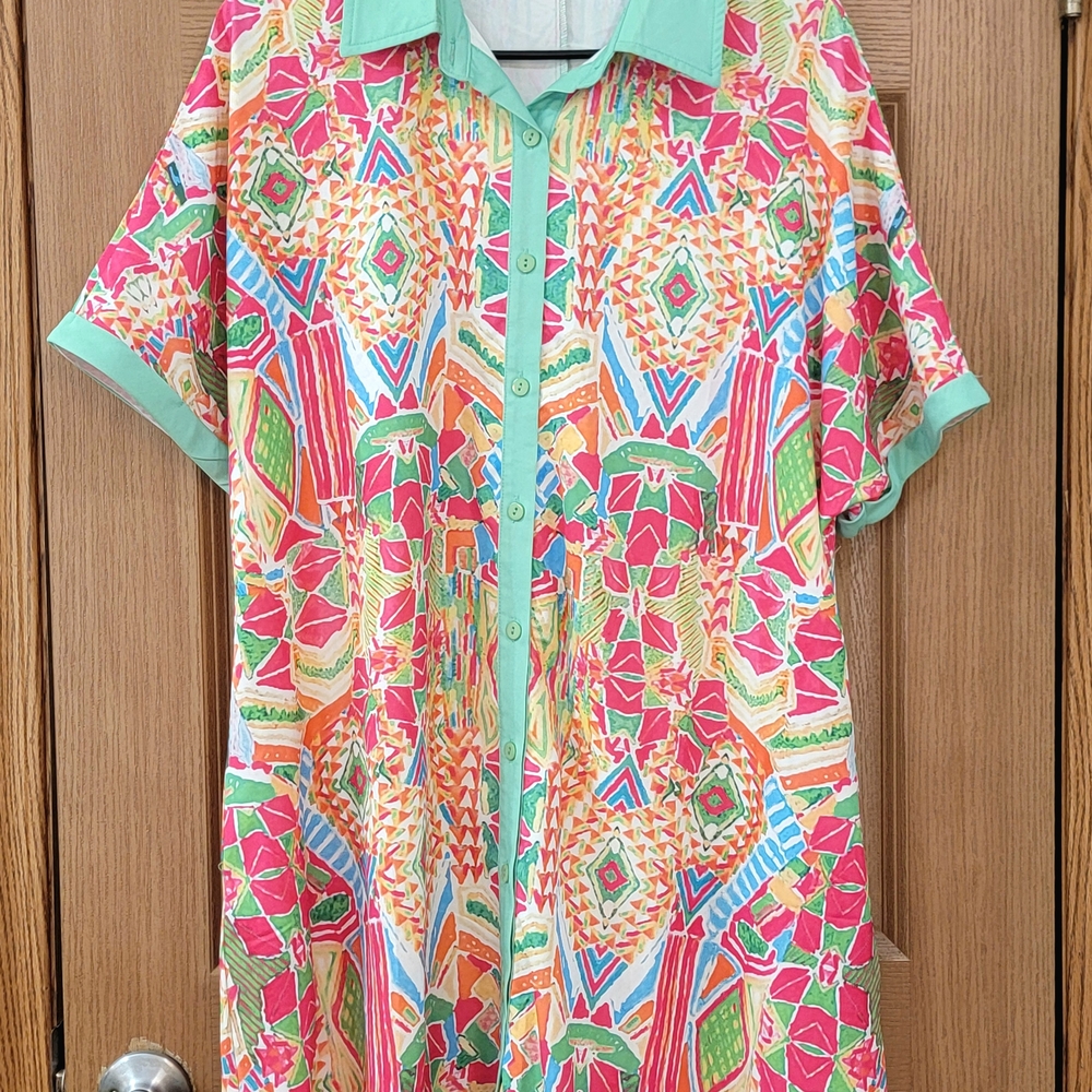 Colorful Geometric Button-Up Shirt
